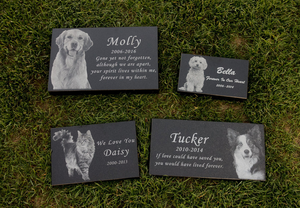 Black Granite Photo Pet Memorial Stones